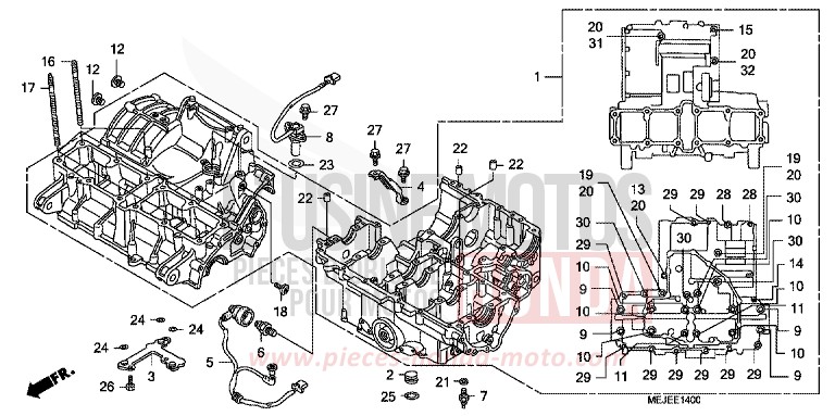 KURBELGEHAEUSE von CB1300 Super Bold'or ABS PEARL FADELESS WHITE (NH341KF) von 2007